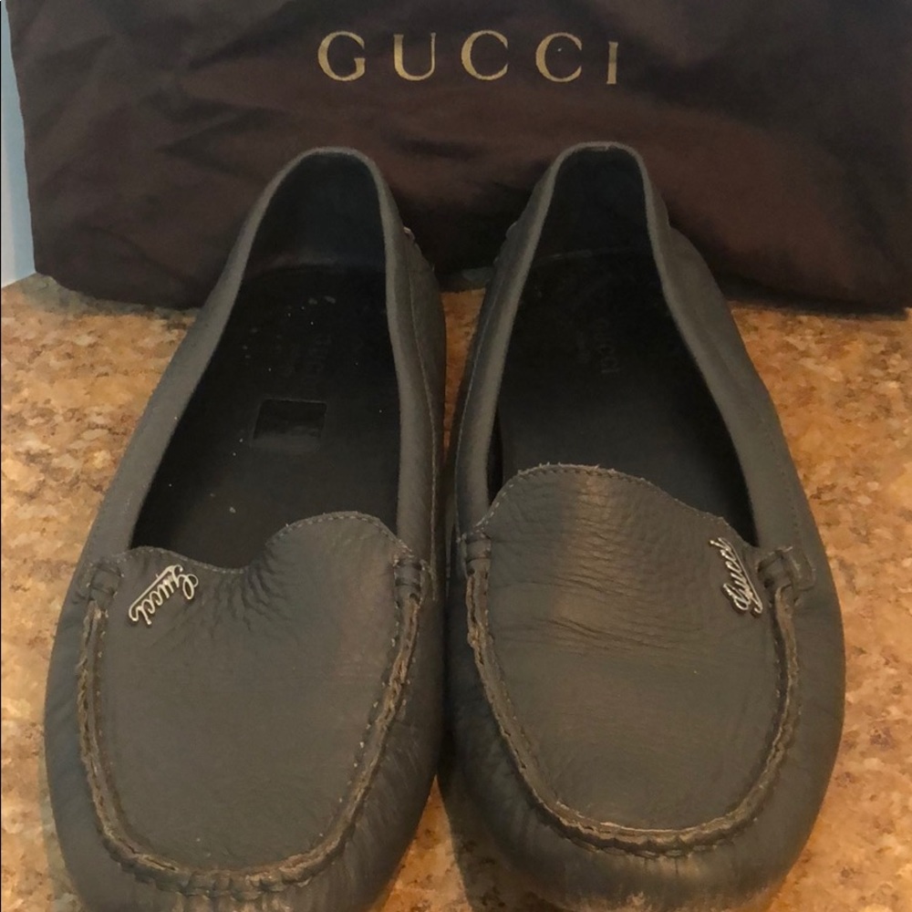 Gucci Blue grayish driving shoes great condition
